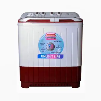 VG 8 KG Dual Waterfall & Rust Free Semi Automatic Washing Machine (Maroon)