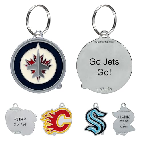 NHL Winnipeg Jets Engraving Pet ID Tag in 32 Team Logo Shapes Personalized Dog…