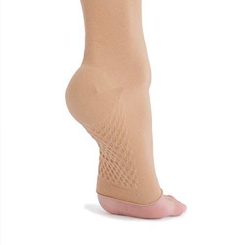 Fytto 15-20mmHg Knee High, Open Toe Compression Microfiber Hosiery - Support for Travel, Varicose Veins & Pregnancy, Slip-Resistant, Tan, Large