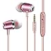 Earbuds, Aothing Wired In Earphones Stereo Headphones Punchy Bass Noise Isolating Earphones Tangle Free in Line Volume Control Built in Mic Earbuds (Pink)