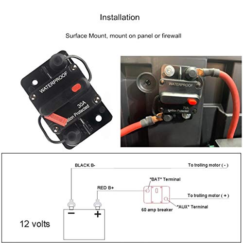 OUHL 50 Amp Circuit Breaker Manual Reset 30250A for Car Truck Rv ATV Marine Trolling Motors