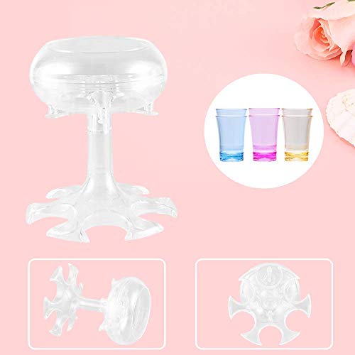 6 Shot Glass Dispenser and Holder with 6 Pcs Acrylic Cups, Bar Shot Dispenser for Filling Liquids, Drinking Games Wine Dispenser for Weekend Party Cocktail Parties (Clear)