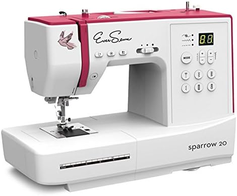 EverSewn Sparrow 20 -80 stitch Computerized Sewing Machine With Eversewn Navy/Pink Rolling Tote and Accessories Bundle