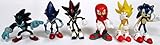 SONIC 6 Piece Figure Set Featuring Sonic, Shadow, Werehog, Metal Sonic, Knuckles & Super Sonic - Figures Range from 2