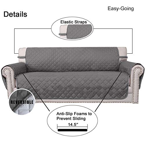 Easy-Going Sofa Slipcover Reversible Sofa Cover Furniture Protector Couch Cover with Elastic Straps for Pets Kids Children Dog Cat (Large, Gray/Light Gray)