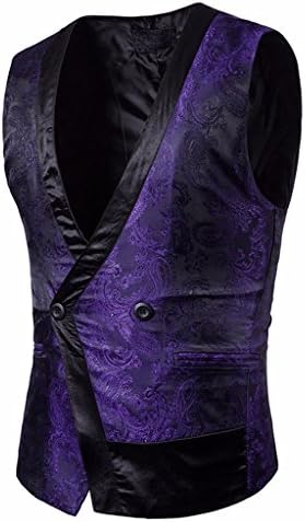 EgoLanding Men's Gothic Vintage Splicing Business Double Breasted V-Neck Vest Waistcoat