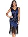 meilun 1920s Sequined Inspired Beaded Gatsby Flapper Evening Dress Prom (M, Blue)