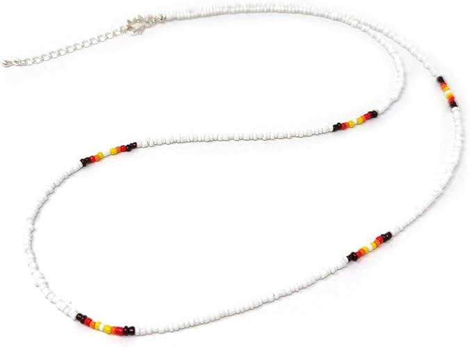 Amazon メンズ ビーズ ネックレス ネイティブ インディアン シンプル ホワイト Lgnk 008b ネックレス 通販