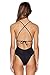Tueenhuge Women's Crochet Hollow Out Deep V Halter One Piece Swimsuit Bathing Suit (Small(US Size 0-2), Black)