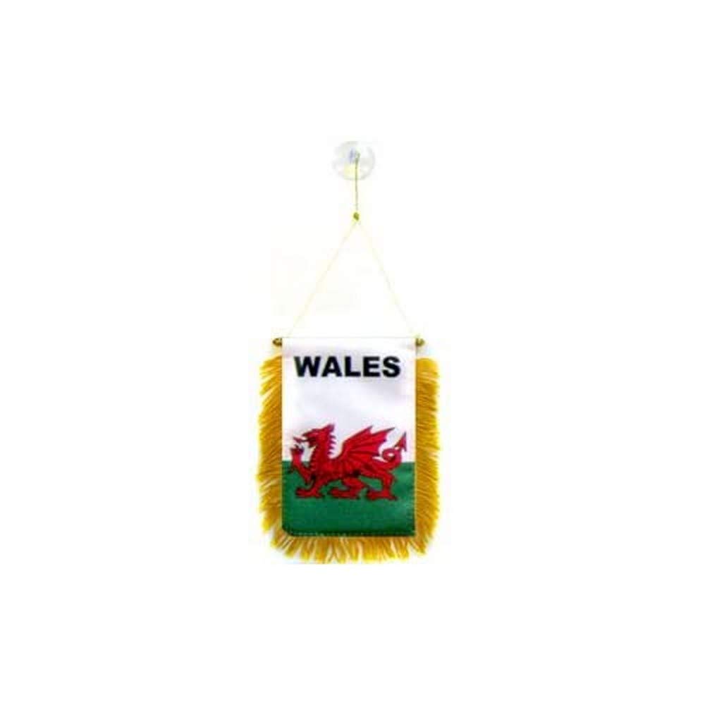 AZ FLAG - Wales Mini Banner - 6'' x 4'' - 100% Polyester Welsh Small Pennant for Car - Double-sided Flag with Suction Cup Hanger — image 1