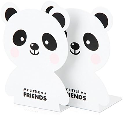 Kids Panda Metal Bookends for Nursery Shelves Girls Present - White