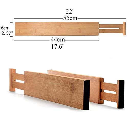 G-LEAF 4 Set Drawer Dividers Bamboo Adjustable Kitchen Drawers Organizer Divider