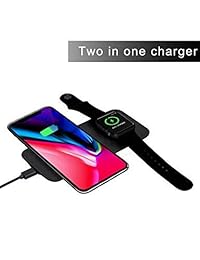 Ruishion   Cargador inalámbrico rápido para iWatch Qi, compatible con iWatch Series 4 3 2 1, iPhone Xs XR X 8, compatible con Galaxy S8 Note8 (adaptador de CA incluido)