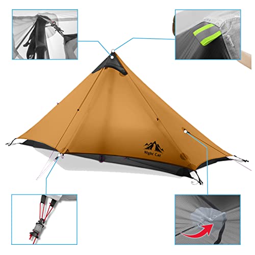 Night Cat Backpacking Tent Ultralight Waterproof Professional Hiking Tent for 1 Person Man Camping Double Layer