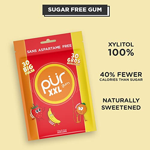 PUR XXL Gum Sugar Free Chewing Gum 100 Xylitol Vegan, Aspartame
