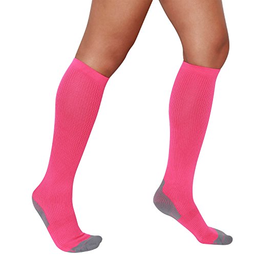 Performance Compression Socks - Running Compression Socks, Graduated Compression (Large, Hot Pink) - Thumbnail 3
