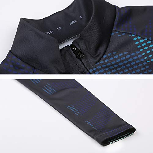 CATENA Women's Cycling Jersey Thermal Shirt Top Autumn and Winter Long Sleeve Bicycle Jacket Blue - Thumbnail 3