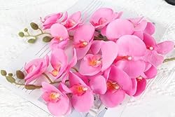 ICBOX 6 PCS Orchids Artificial Flowers Pink Fake