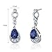 Peora 2 Carats Created Blue Sapphire Dangle Earrings for Women 925 Sterling Silver, Vintage Teardrop Pear Shape 7x5mm, Friction Back, Blue Drop Earrings, September Birthstone Gift