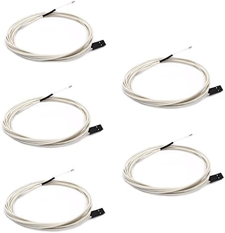 kee pang 5pcs NTC 3950 100K Thermistor with 1 Meter Wiring and Female Pin Head for 3D Printer Heatbed or Hot End-5 pcs