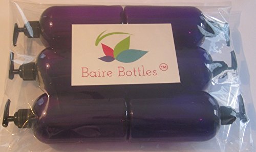PURPLE PLASTIC PUMP BOTTLES - 16 OZ REFILLABLE with Black Pumps - ORGANIZE Soap, Shampoo and Lotion with a Clean, Classy Look - PET, Lightweight, BPA Free - 6 Pack, BONUS 6 FLORAL WATERPROOF LABELS