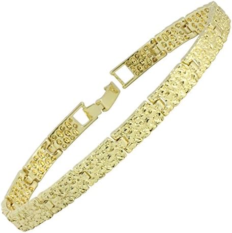NewAgeBlingClassic Nugget Design 14kt Gold Tone 7mm 14mm or 24mm 8 inch Bracelet Bling