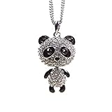 Hot Fashional Sweet Cute Little CRYSTAL Panda Pendant Sweater Chain Necklace