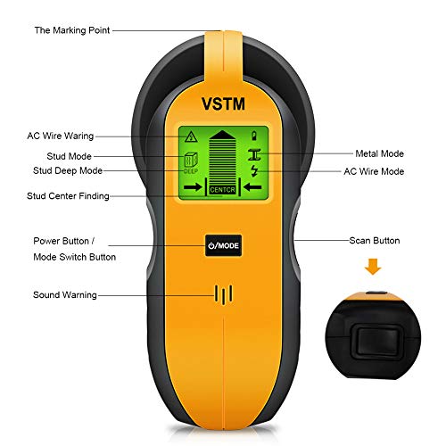 Stud Finder,VSTM 4 in 1 Multi Function Electronic Stud Sensor Wall Scanner Detector Center Finding with Digital LCD Display for Studs Wood Metal Live AC Wire Detection - Thumbnail 2