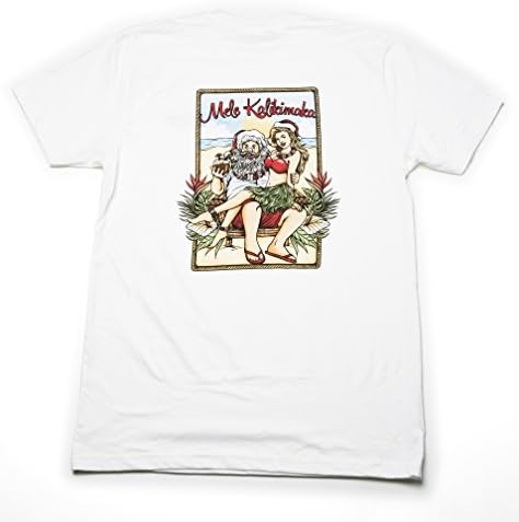 Mens Hawaiian Novelty Christmas T Shirt With Santa Claus & Hula Girl by Hawaii Hula Honeys - A Great Christmas Gift For Men (Large)