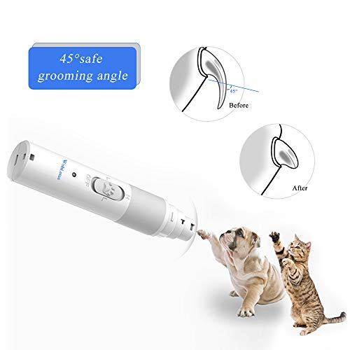 WishLotus Electric Pet Nail Grinder 2-Speed Quiet Trimmer USB Charging Nail Clipper with 3 Grinding Ports Suit for Dogs Cats Bird Rabbit and Other Animals (White)