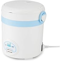 Aroma Housewares MRC-903BL MI 3 (Cooked) (1.5-Cup UNCOOKED) Cool Touch Mini Rice Cooker, 3 Cups Cups, Blue/White