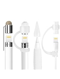 Meko Apple Pencil accesorios Cap Holder adaptador de cable Punta Cubierta Lightning Tether 2 en 1 Fiber Pac como Stylus lápiz de agarre carcasa de silicona para iPad Pro Suave (5 piezas)
