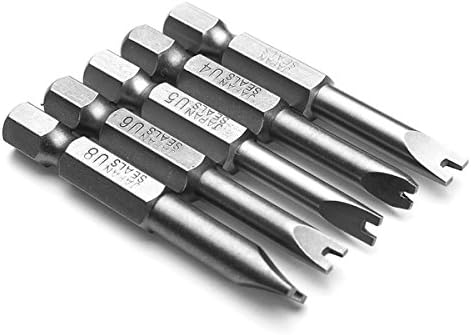 5pcs 50mm 1/4 Inch Hex Magnetic U-shaped Screwdriver Bits