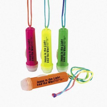 Jesus Is The Light Mini Flashlights On A Rope - Sunday School & Costumes & Accessories