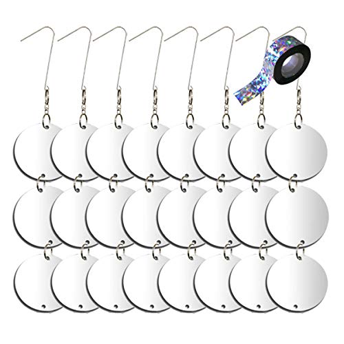 EONBES Bird Deterrent Repellent Disks, Reflective Woodpecker Pigeon Hawk Goose Crow Scare Deterrent, Round Shape Bird Scarers Reflector