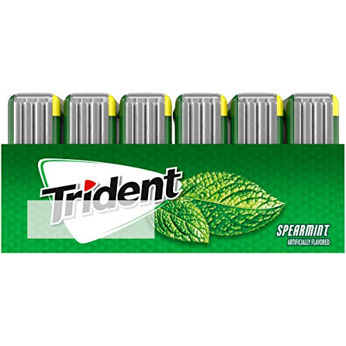 TRIDENT SPEARMINT SUGAR-FREE CHEWING GUM, 6 POCKET PACKS OF 28 PIECES (168 TOTAL PIECES)