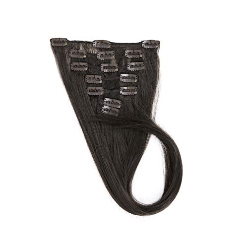 20" Remy Clip in on Hair Extensions Remy Human Hair Standard Weft 20 Inch 70g 7 Pcs 15 Clips Soft Silky Straight Hair for Women(Dark brown)