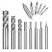 Qibaok 8PCS End Mill Bits, HSS CNC Cutter Drill Bits Straight 4 Flute Mill Bit Set + 6PCS Center Drill Bits, HSS Lathe Mill 60 Degrees Countersink Drill Bits for Wood, Aluminum, Steel, Titanium primary