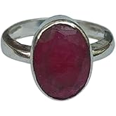 Ruby Silver Ring 925 Sterling Silver Statement Ring For Women Boho Style Love Rings Weddding Ring, Gypsy Style, Fine Jewelry Handmade Rings Gemstone Promise Ring Valentine Gift For Her