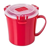 Microwave Soup Mug by Annaklin, Soup Mug with Lid and Handle, Small, 22.18 oz./656ml, Red