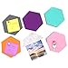 Omitfu Set of 6 Hexagon Felt Pin Board Self Adhesive Bulletin Memo Photo Boards Colorful Foam Wall Decorative Tiles with 6 Pushpins - 5.5 x 5 x 0.5 inches (6pc-A)
