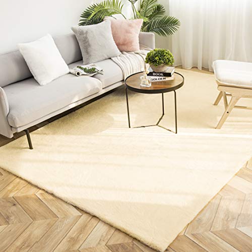 Photo 1 of Ashler Ultra Soft Faux Rabbit Fur Area Rug - Yellow
