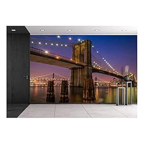 Brooklyn Bridge at Twilight in New York City - Removable Wall Mural | Self-Adhesive Large Wallpaper - 66x96 inches