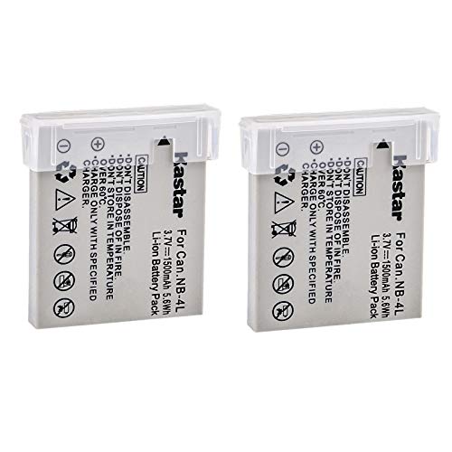 Kastar Battery (2-Pack) for Canon NB-4L, CB-2LV and PowerShot SD40 SD200 SD300 SD400 SD430 SD450 SD600 SD630 SD750 SD780 is SD940 is SD960 is SD1000 SD1100 is SD1400 is TX1, ELPH 300 HS 310 HS 330 HS