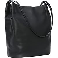 Iswee Womens Handbags Soft PU Leather Hobo Bag Tote Shoulder bags Bucket Bag Lady Purse(Black)