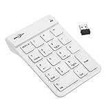 BATTOP 2.4G Portable Wireless Numeric Keypad for Laptop Notebook with Receiver&Built-in Receiver Storage-White