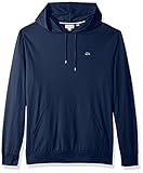 Lacoste Men's Long Sleeve Jersey Hoodie Tee with Central Pocket, TH9349, Anchor Chine, X-Large
