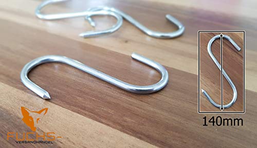 XXL Fleischerhaken Edelstahl | Metzgerqualität | 140mm 5 Stück | robust und langlebige Metzgerhaken - Edelstahlhaken… – Bild 3