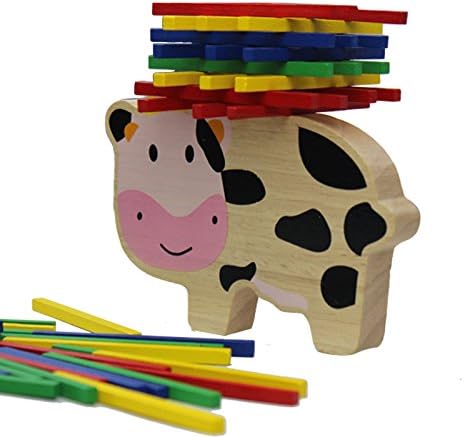 Cow Toys Blocks Domino Geometric Shape Enlightenment Kids Educational Wood Game Building Baby Learning