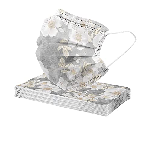 FOLOU 50 Pack Spring Disposable Face Masks for Women,3 Ply Floral